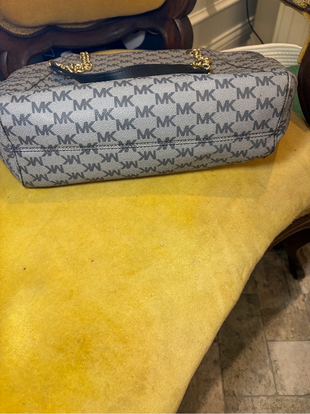 Michael Kors Black and Grey MK Logo Tote with Black Trim and Gold Hardware - Picture 5 of 7